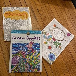 Coloring Book Set (3), Wildflowers and Abstract Designs, Kids Adults Art